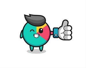 cute chart with social media thumbs up symbol
