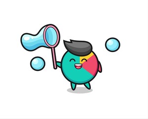 happy chart cartoon playing soap bubble