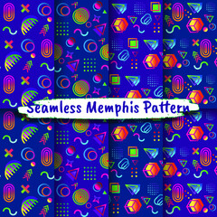 Collection of Seamless Memphis Style Patterns