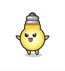 naughty light bulb character in mocking pose