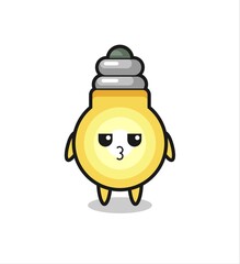 the bored expression of cute light bulb characters