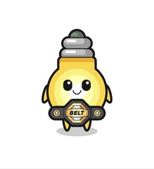 the MMA fighter light bulb mascot with a belt
