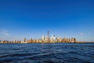 Sunny view of the famous Manhattan skyline