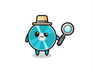 Fototapeta premium the mascot of cute optical disc as a detective
