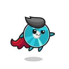 cute optical disc superhero character is flying