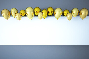 Colorful Bunch of Birthday 3D Balloons Flying for Party in room. 3D illustration, 3D rendering	