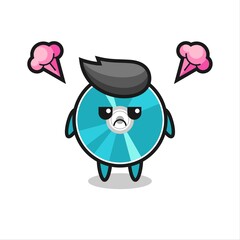 annoyed expression of the cute optical disc cartoon character