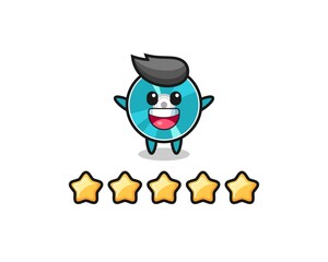 the illustration of customer best rating, optical disc cute character with 5 stars