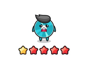 the illustration of customer bad rating, optical disc cute character with 1 star