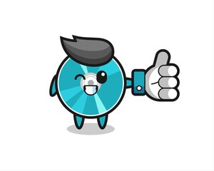 cute optical disc with social media thumbs up symbol