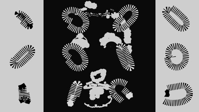 Abstract face flickering. Futuristic graphic shapes pattern animation. 
