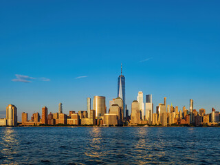 Sunny view of the famous Manhattan skyline