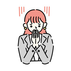 手を合わせて謝る女性のイラスト