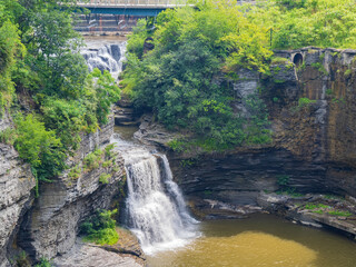 Morning view of the Triphammer Falls