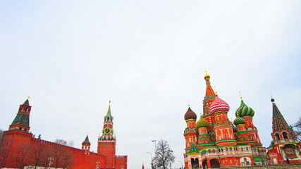 The Cathedral of Vasily the Blessed, Orthodox church in Red Square of Moscow. St. Basil's Cathedral was listed as a UNESCO World Heritage Site. Mar. 2017. - Powered by Adobe