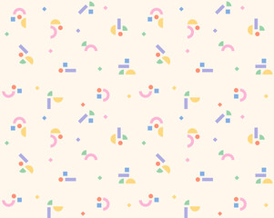 Three or four types of small figures are gathered to create cute movements. Simple pattern design template.
