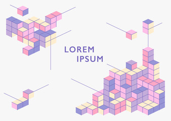 Obraz premium Cubes are stacked and there is space for text in the center. Simple pattern design template. 