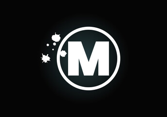 Initial M monogram letter alphabet in a circle with brush splash. Font emblem. Modern vector logo design for painting business and company identity.
