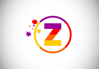 Initial Z monogram letter alphabet in a circle with brush splash. Font emblem. Modern vector logo design for painting business and company identity.