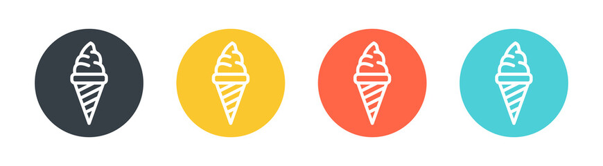 Collection of ice cream in waffle cones icon vector isolated on white background.