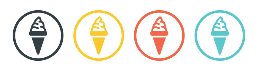 Vector ice cream cone icon on round design.