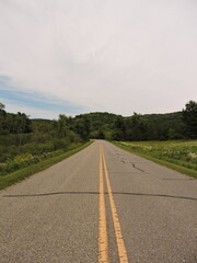 Looking down a country road 