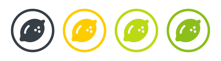 Set of lemon fruit icon vector illustration. Yellow lemon and green lime symbol.