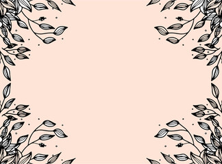 Obraz premium Abstract creative universal artistic templates with floral flower leaves beige background. Suit for wedding, party, and universal greeting card 