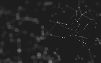 Abstract background. Molecules technology with polygonal shapes, connecting dots and lines. Connection structure. Big data visualization.