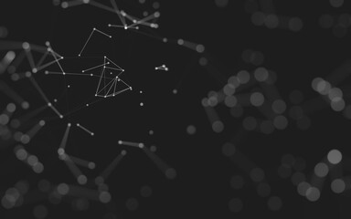 Abstract background. Molecules technology with polygonal shapes, connecting dots and lines. Connection structure. Big data visualization.