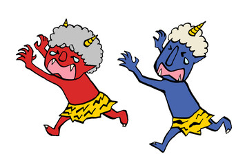 泣いて逃げる鬼のイラスト