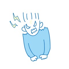 手描きシンプル　怒って毛が逆立っている男性