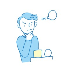手描きシンプル　選んでいる男性