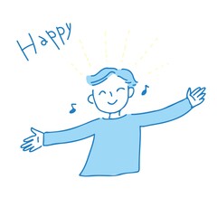 手描きシンプル　幸せそうな男性