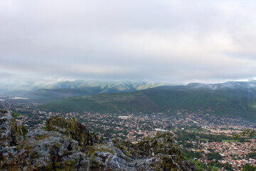 toma aerea durante el amancer en autlan de navarro jalisco mexico 