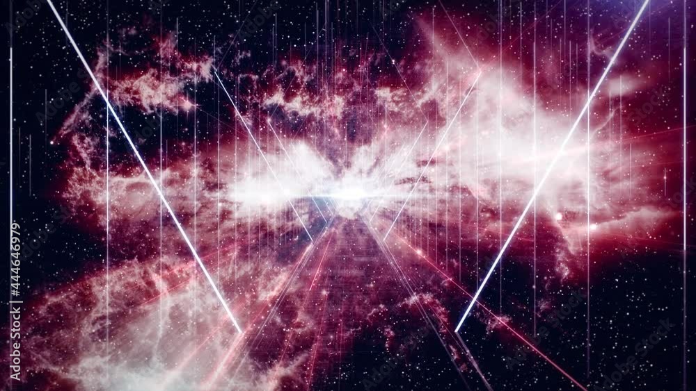 Canvas Prints galaxy through neon light loop. travel passing neon light with star glow go to deep galaxy seamless 