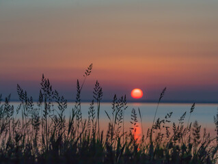 sunset on the sea horizon