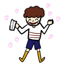 お年玉をもらって嬉しい少年