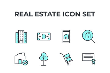 real estate set icon, isolated real estate set sign icon, vector illustration