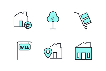 real estate set icon, isolated real estate set sign icon, vector illustration