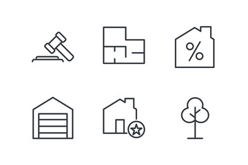 real estate set icon, isolated real estate set sign icon, vector illustration
