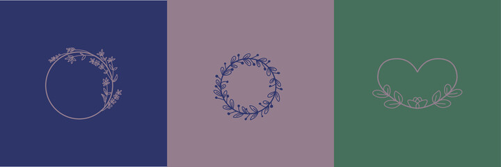 Beauty floral ornaments for logotype collection