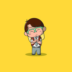 Boy using face shield ready back to school vector icon illustration. Education icon. Flat Cartoon Style Suitable for Web Landing Page, Banner, Flyer, Sticker, Wallpaper, Card, Background