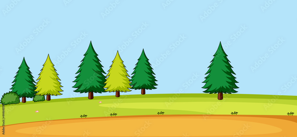 Canvas Prints empty park landscape scene with many trees