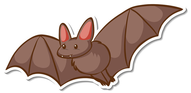 A sticker template with a bat cartoon character isolated