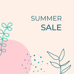 Social media stories and post creative Vector set. Background template with copy space for text and images design by abstract colored shapes, line arts , Tropical leaves warm color of the earth tone