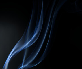 Lines of smoke from burning isolated on black background.
