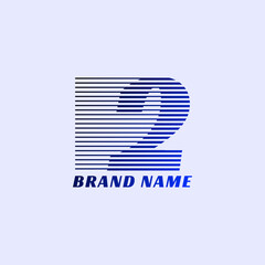 number 2 stripes professional corporate initials vector logo design
