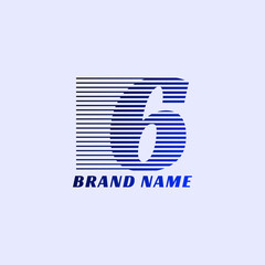 Fototapeta premium number 6 stripes professional corporate initials vector logo design