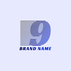 number 9 stripes professional corporate initials vector logo design